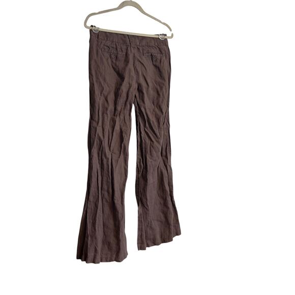 London Jean Marisa Fit 100% Linen Chino Pants Womens Sz 4 Mocha Brown Wide Leg - Picture 13 of 14